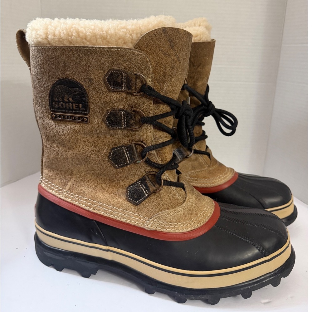 Sorel Caribou Mens NM1872-211 Brown Waterproof Leather Snow Boots Size 11